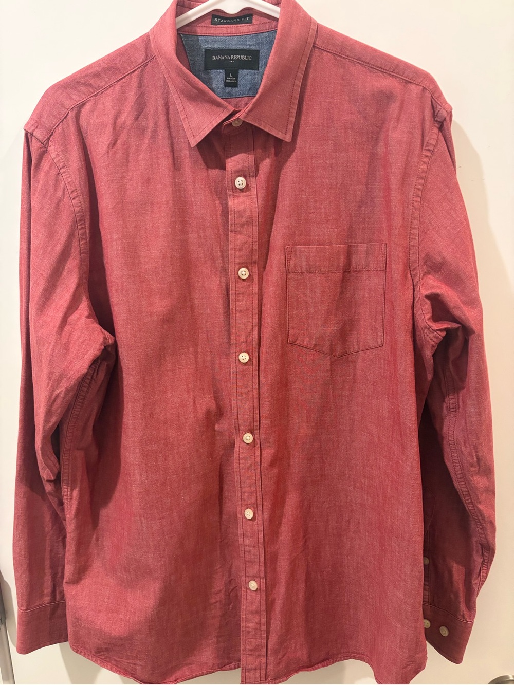 Banana Republic Men's Coral-Red Button-Down Shirt
